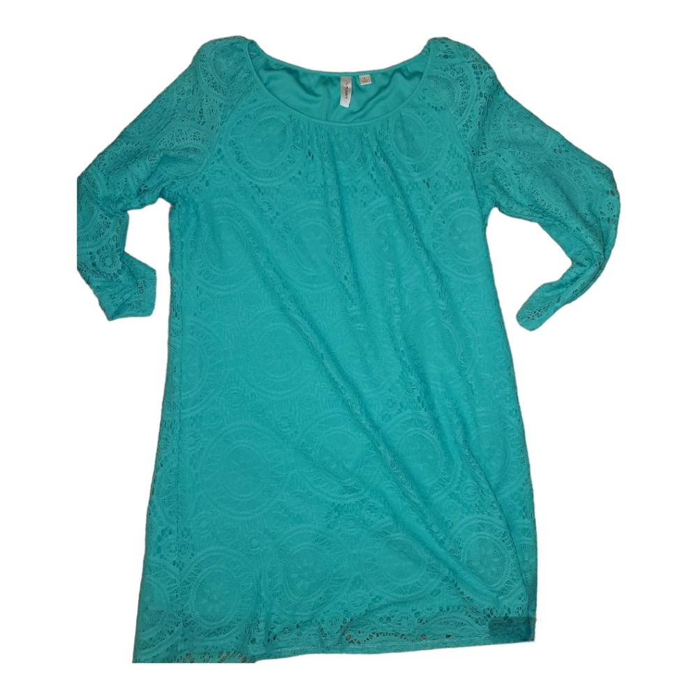 Tacera lace dress size Large teal